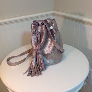 😊7 Chi Silver Leather Bucket Bag